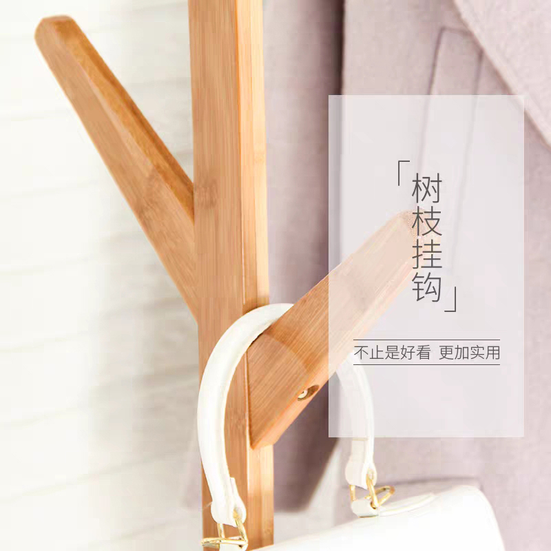 阳台玄关实木h落地移动衣架简易组装家用卧室隔夜衣物楠竹挂衣帽