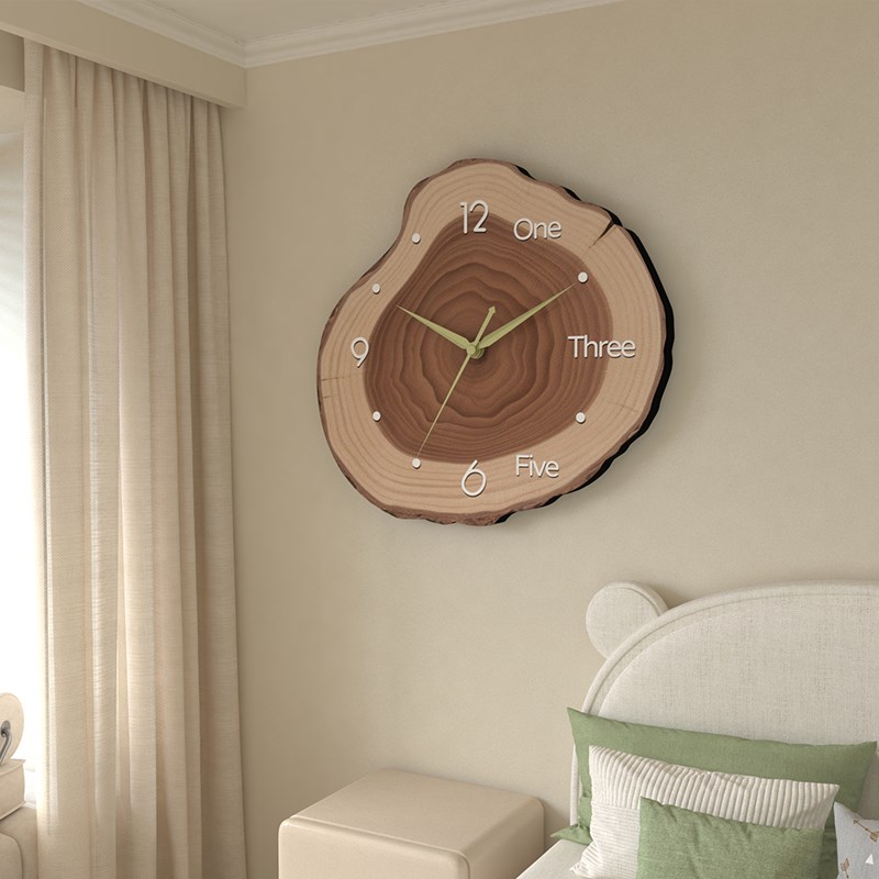 个性年轮挂钟客厅挂墙简约现代钟表高级感新款Q时钟日历挂表石英