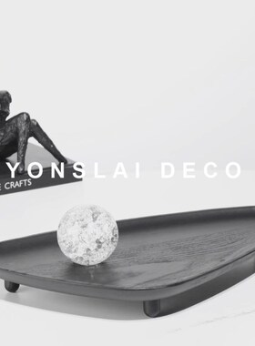 简约现代新中式创意木质三角托盘桌面摆件家居客厅V茶几餐桌收纳