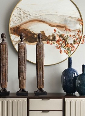 非洲部落艺术女人像头像摆件复古B怀旧风格客厅电视柜书房桌面摆