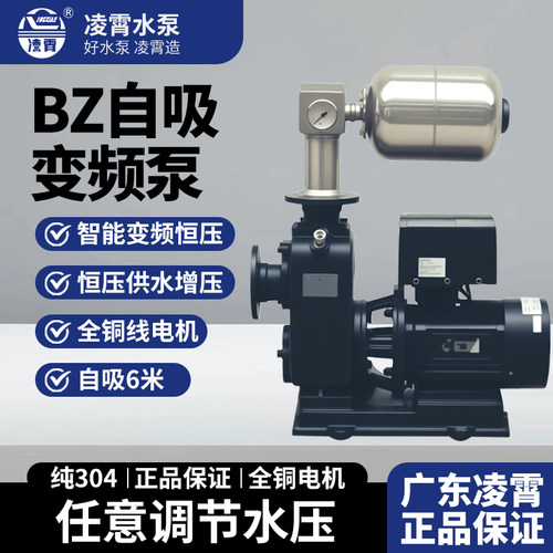 广东凌霄BZ变频泵卧式变频自吸泵大流量冷热水通用工业恒压水泵