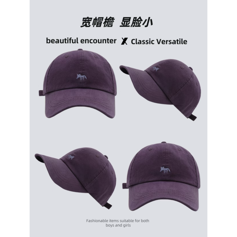 新款韩系in刺绣小狐狸遮阳棒球帽子女户外出游多巴胺显脸小鸭舌帽