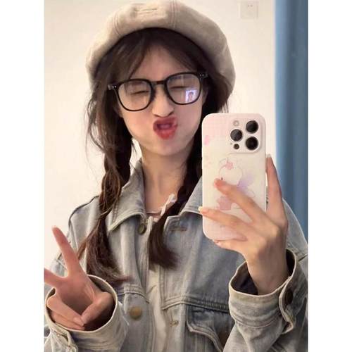 显脸小可爱刺绣小熊毛呢贝雷帽女生秋冬韩国保暖百搭学生八角帽子