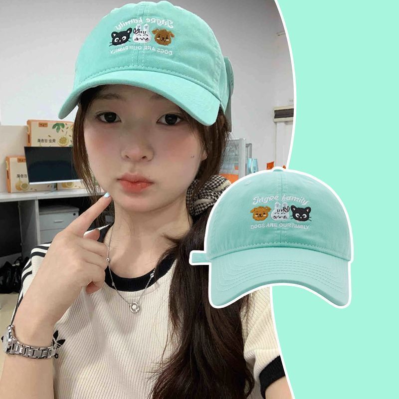 新款甜美可爱棒球帽子女卡通动物刺绣春夏防晒学生鸭舌帽子显脸小