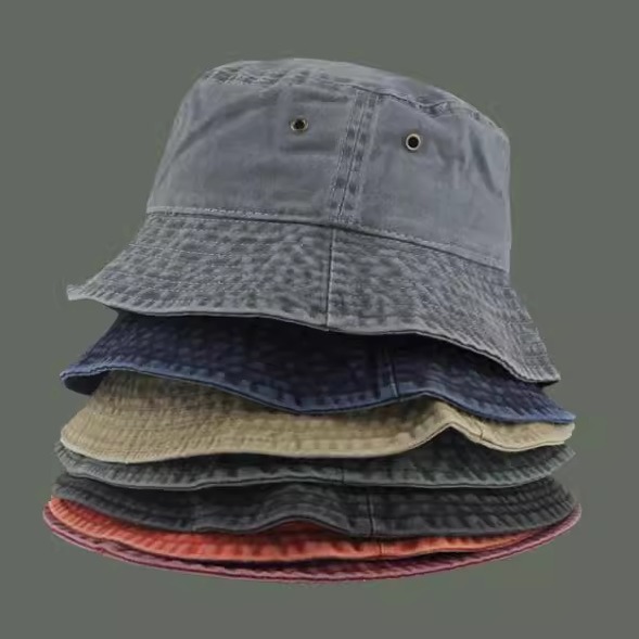 新款港风复古水洗牛仔渔夫帽情侣时尚做旧嘻哈盆帽透气薄款春夏季