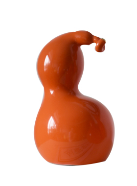 新中式简约橙色白色抽象陶瓷葫芦摆件书柜客厅样板房茶几软装饰品