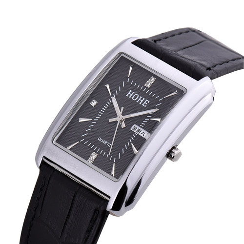 HOHE手表双历皮带防水石英表男表