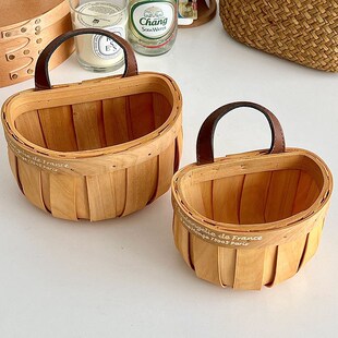 糖小姐韩式ins姜蒜收纳筐壁挂式编织置物篮厨房小挂篮手提篮装饰