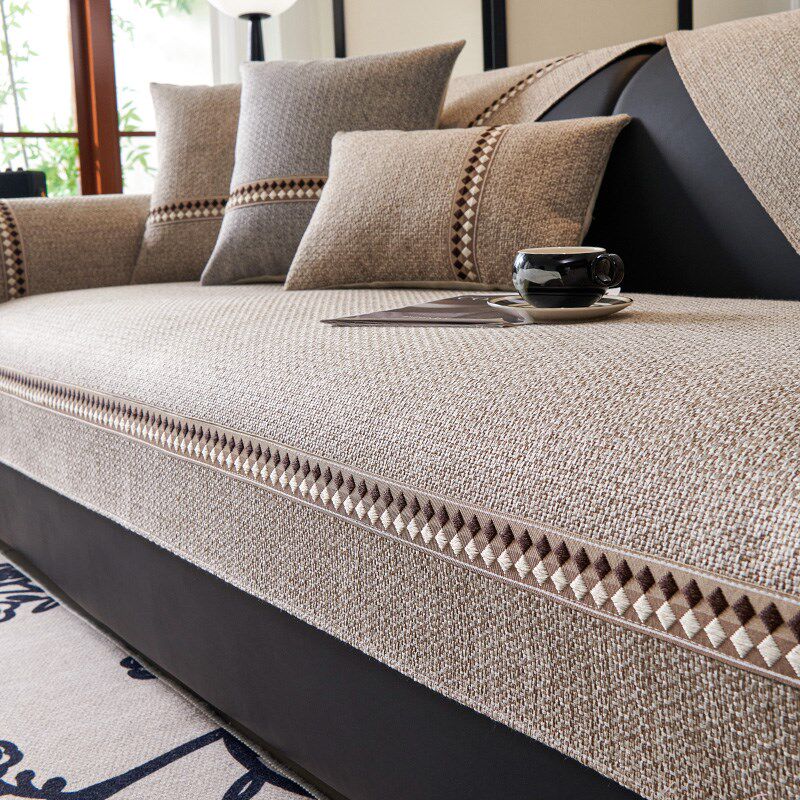 2024新款棉麻沙发垫四季通用轻奢高级感直排防滑皮坐垫套罩盖布巾