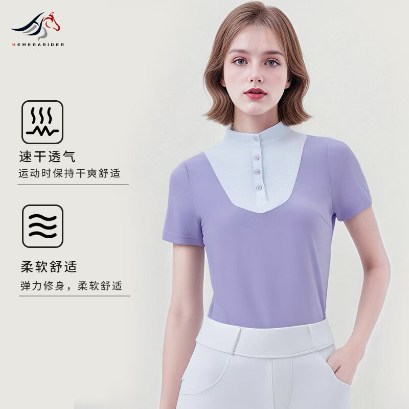 夏季成人马术POLO衫专业马术短袖T恤马术服马术训练比赛服女