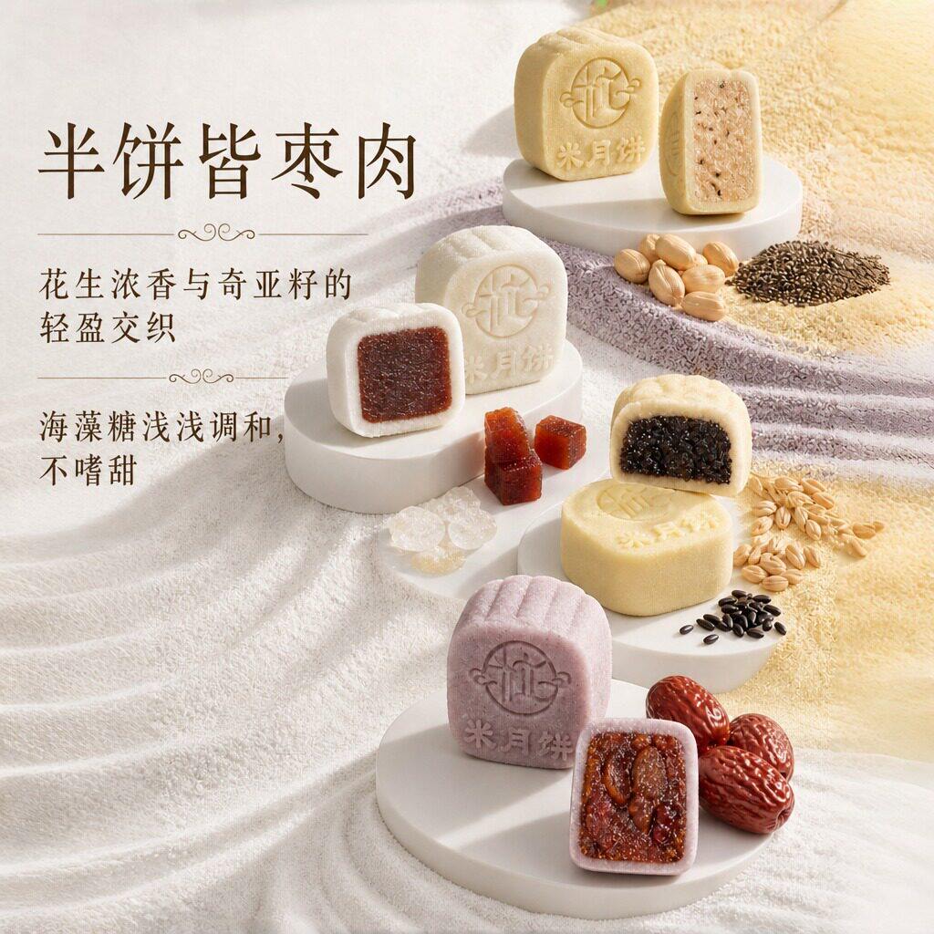 中秋南宋婺式米月饼全素中式糕点心大米皮山楂糯米糕紫米零食送礼