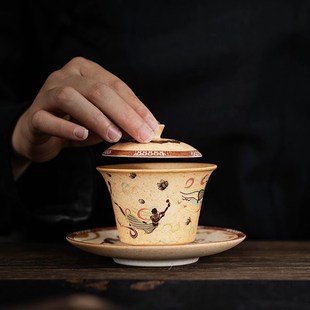 仿古敦煌飞天茶杯单杯家用功夫茶具品茗杯品茗杯单个喝茶茶碗盖碗