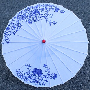 青花瓷吊顶装饰舞蹈汉服旗袍走秀中国古风绸布伞工艺油纸伞装饰伞