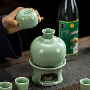 陶瓷温酒器家用热酒烫酒老式 黄酒白酒暖酒壶酒杯 二两酒具套装 中式