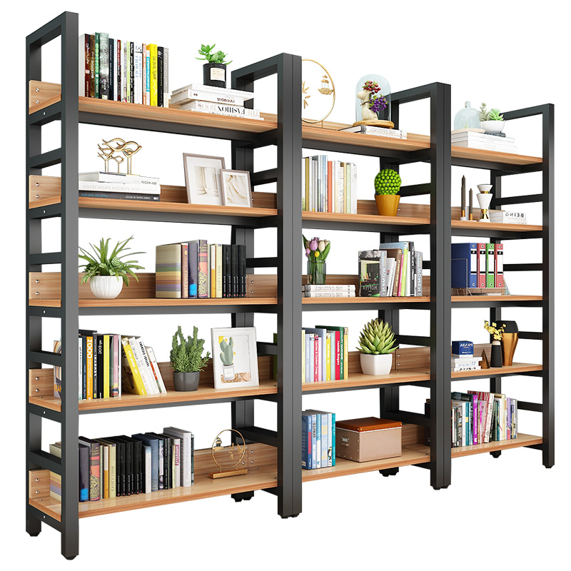 书架落地家用客厅简易书柜钢木多层货架展示架儿童收纳架子置物架