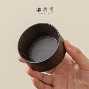 清澜黑檀木茶漏茶滤底座家用功夫茶具配件过滤底座滤茶器底托