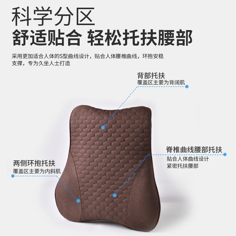 汽车头枕腰靠套装车用靠枕座椅车内用品亚麻护颈枕一对记忆棉车枕