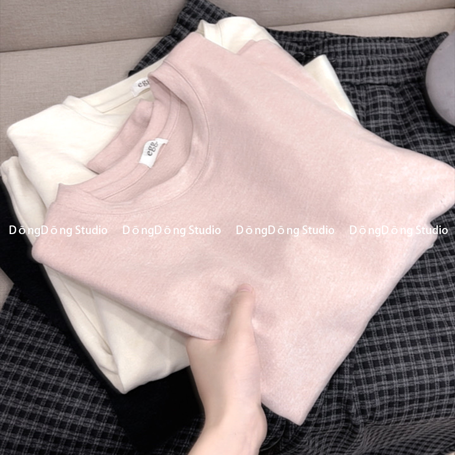 秋冬新品【鸡蛋磨毛T】圆领套头纯色宽松长袖软糯亲肤打底衫 7188