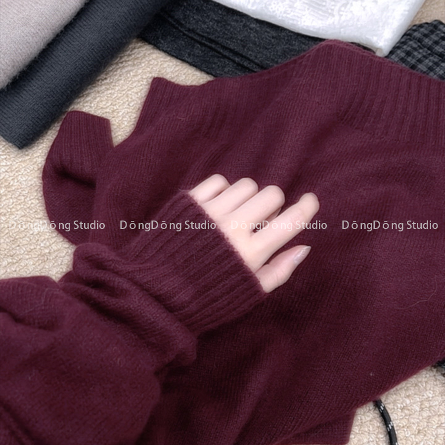 特！售完无补！[贝壳扣蜜熊]圆领套头纯色插肩长袖针织衫毛衣6006