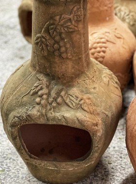 花园杂货红陶火炉 烧落叶 别墅 庭院 客栈 民宿落地摆件壁炉 烤炉