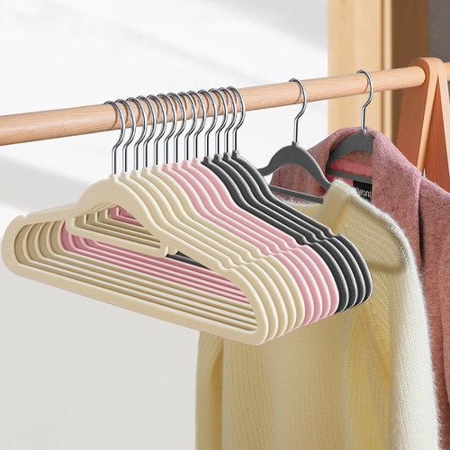 植绒衣架家用挂衣肩无痕干湿两用防滑衣柜衣架整理师专用收纳衣撑