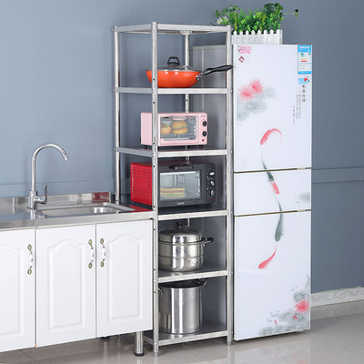 厨房夹缝置物架放锅角落储物架不锈钢多层小尺寸白钢货架可定制做