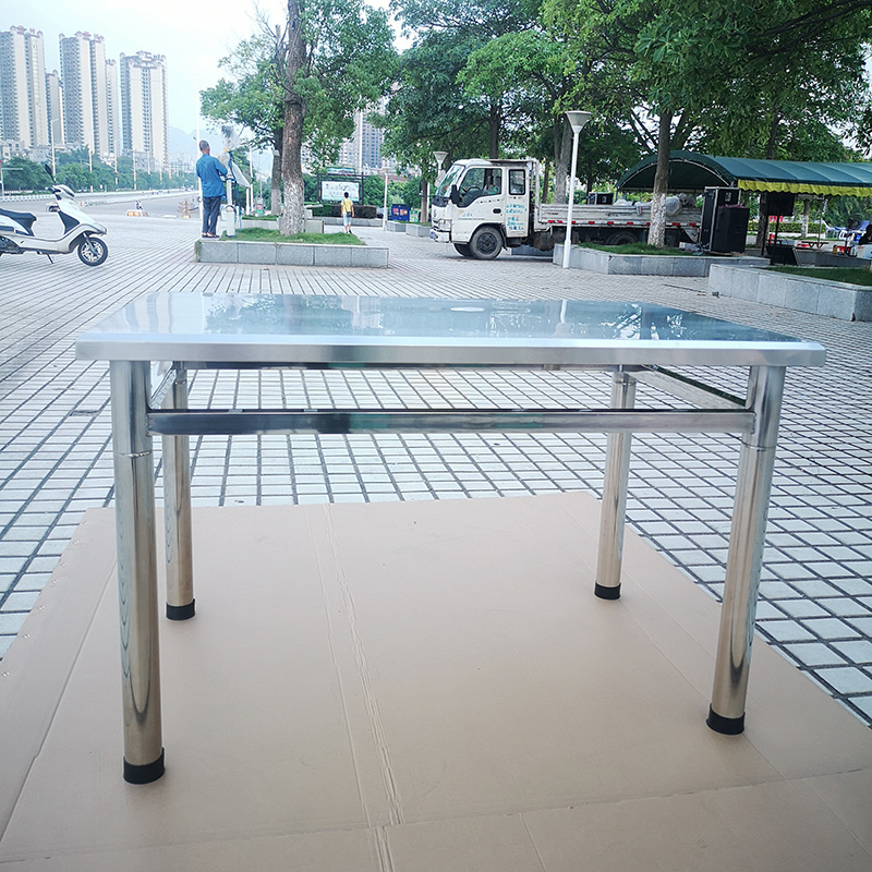 一体包边书桌式全不锈钢方桌独特斜边设计吃饭桌子餐台可定制