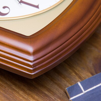 整点报时钟表挂钟中式复古客厅实木摇摆挂表家用挂墙静音时钟9515