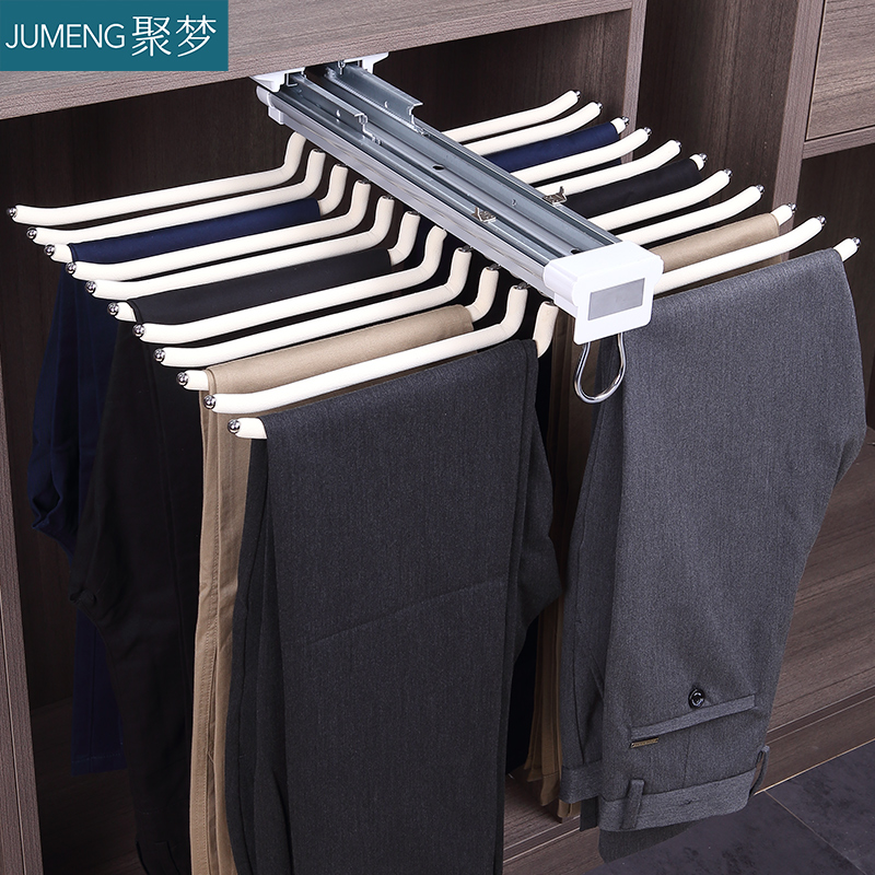 裤架伸缩衣柜家用伸缩裤架抽拉内置抽屉式顶装裤抽架滑轨五金配件