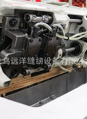 842D电脑直驱双针机 自动供油大梭双针平缝机 拐角厚料工业双针车