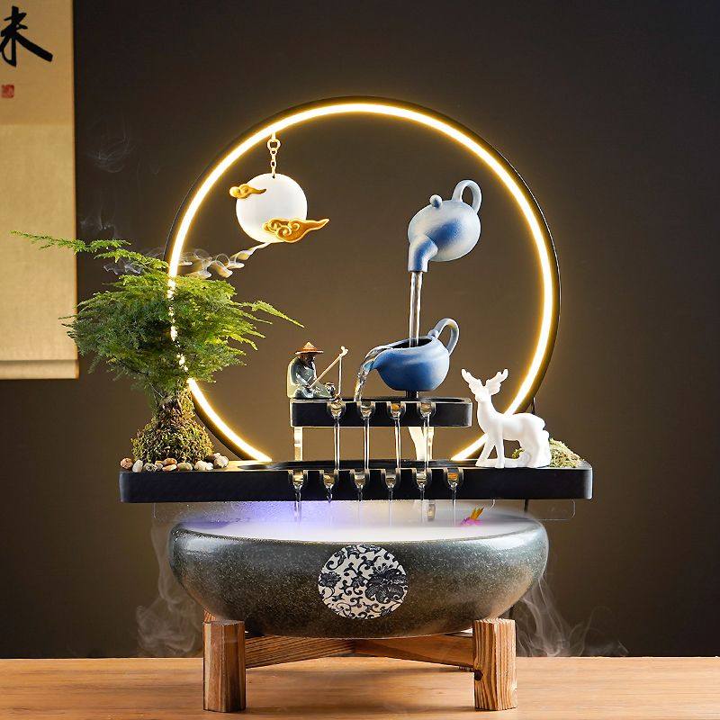 悬壶流水生财喷泉摆件水循环招财鱼缸桌面办公室开业乔迁新居礼品,家居饰品,流水摆件,淘宝优惠券,粉丝福利购,淘宝优惠卷