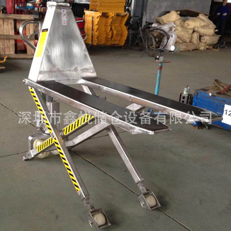 不锈钢剪叉液压高起升搬运车1吨手动高升叉车电动高升程托盘叉车