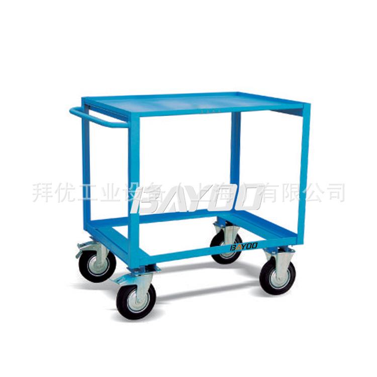 CX0C钢制木板推车 手动牵引 带刹车 双层推车拉货手推车