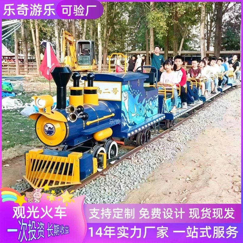 新款网红儿童观光小火车游乐场户外仿真蒸汽骑式轨道火车游乐设备