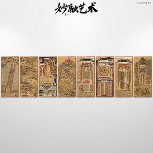 洪世子妃六十寿辰庆典图朝鲜韩国壁画山水装饰画酒店建筑挂画仿古