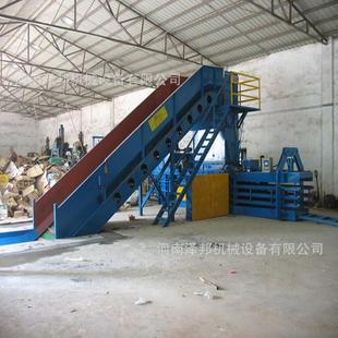 上料廢品打包機 自動鏈板式 捆扎一體鐵絲大型液壓推料收購站專用