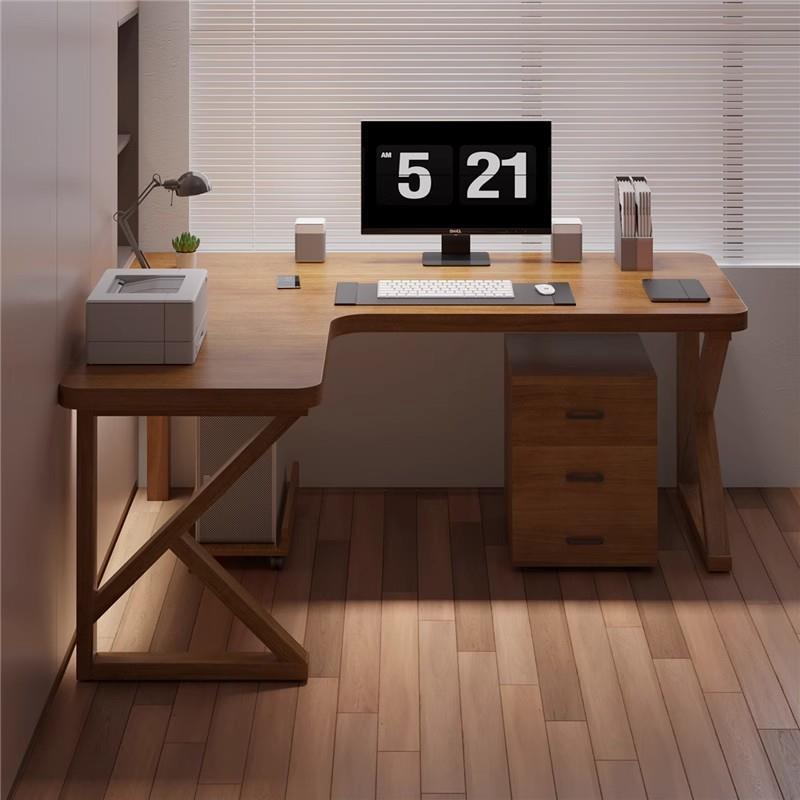 全实木转角书桌l型台式电脑桌卧室家用拐角工作台学生写字办公桌