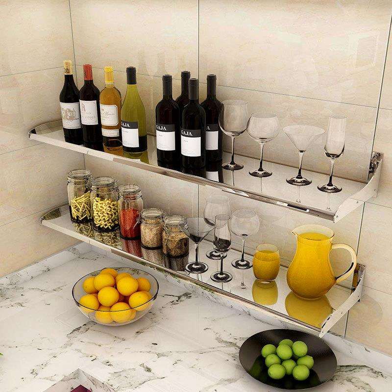 304钢板不锈钢壁挂微波炉墙上电饭锅烤箱收纳挂架厨房调料置物架