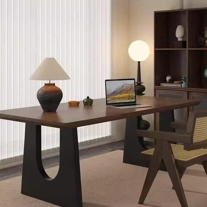 原木中古风餐桌椅长方形北美胡桃木客厅大长书桌工作台实木大板餐