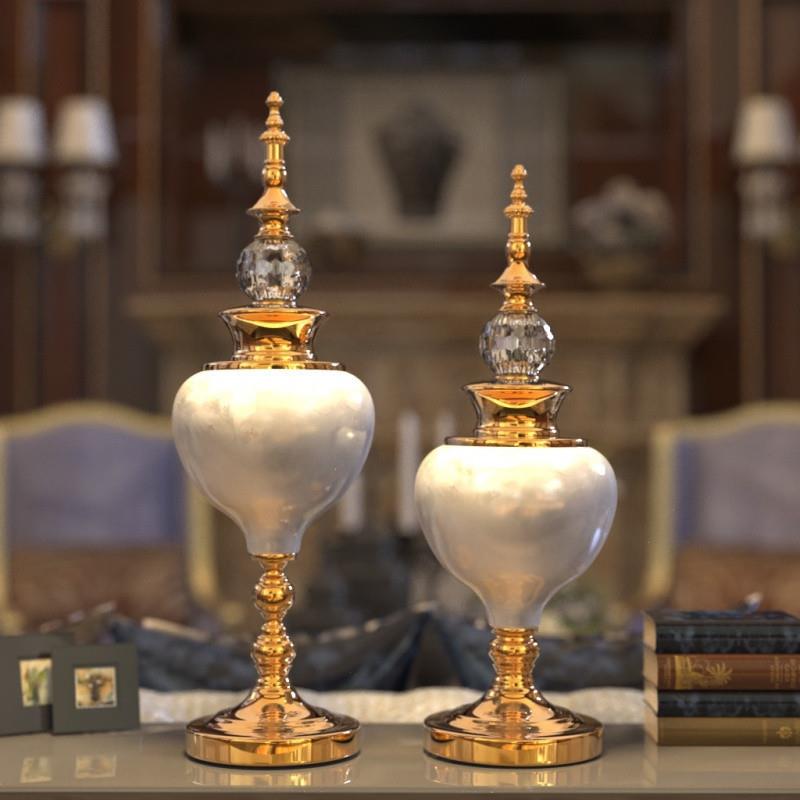 现代轻奢高档陶瓷花瓶摆件插花创意客厅现代玄关电视柜餐桌装饰∑