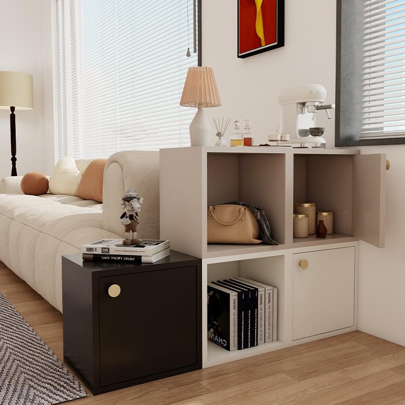 自由组合格子柜落地书架客厅收纳单个实木八宫格柜带门儿童房书柜