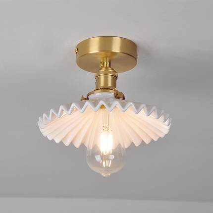 百褶裙过道灯楼梯灯玄关灯走廊灯现代简约卧室吸顶灯led全铜灯饰