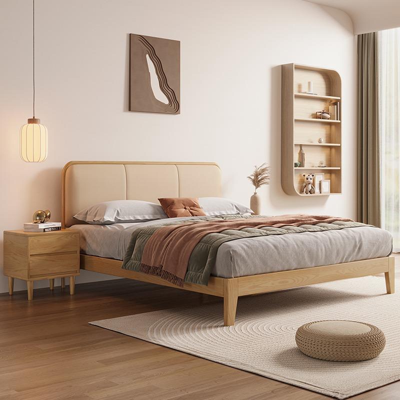 北欧实木床双人软靠白蜡木轻奢1.8米主卧1.5米现代简约小户型婚床