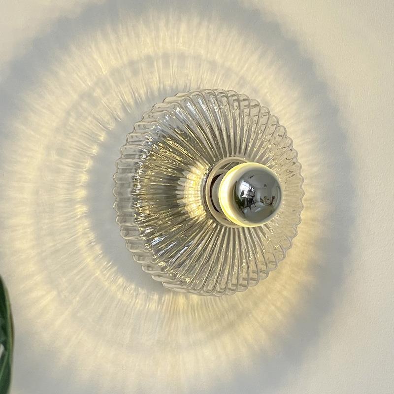 现代简约奶油风玻璃壁灯阳台书房卧室床头LED中古壁灯