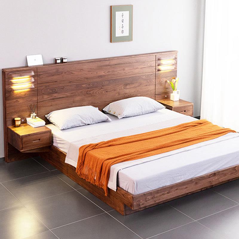 北欧全实木黑胡桃木大床简欧型现代轻奢型极简式卧室家具双人大床