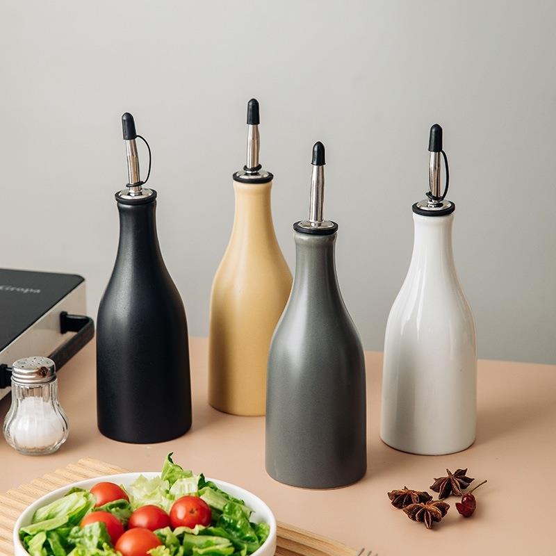 德国进口陶瓷油壶防挂防漏花生油菜油瓶家用厨房耐高温酱油醋油瓶