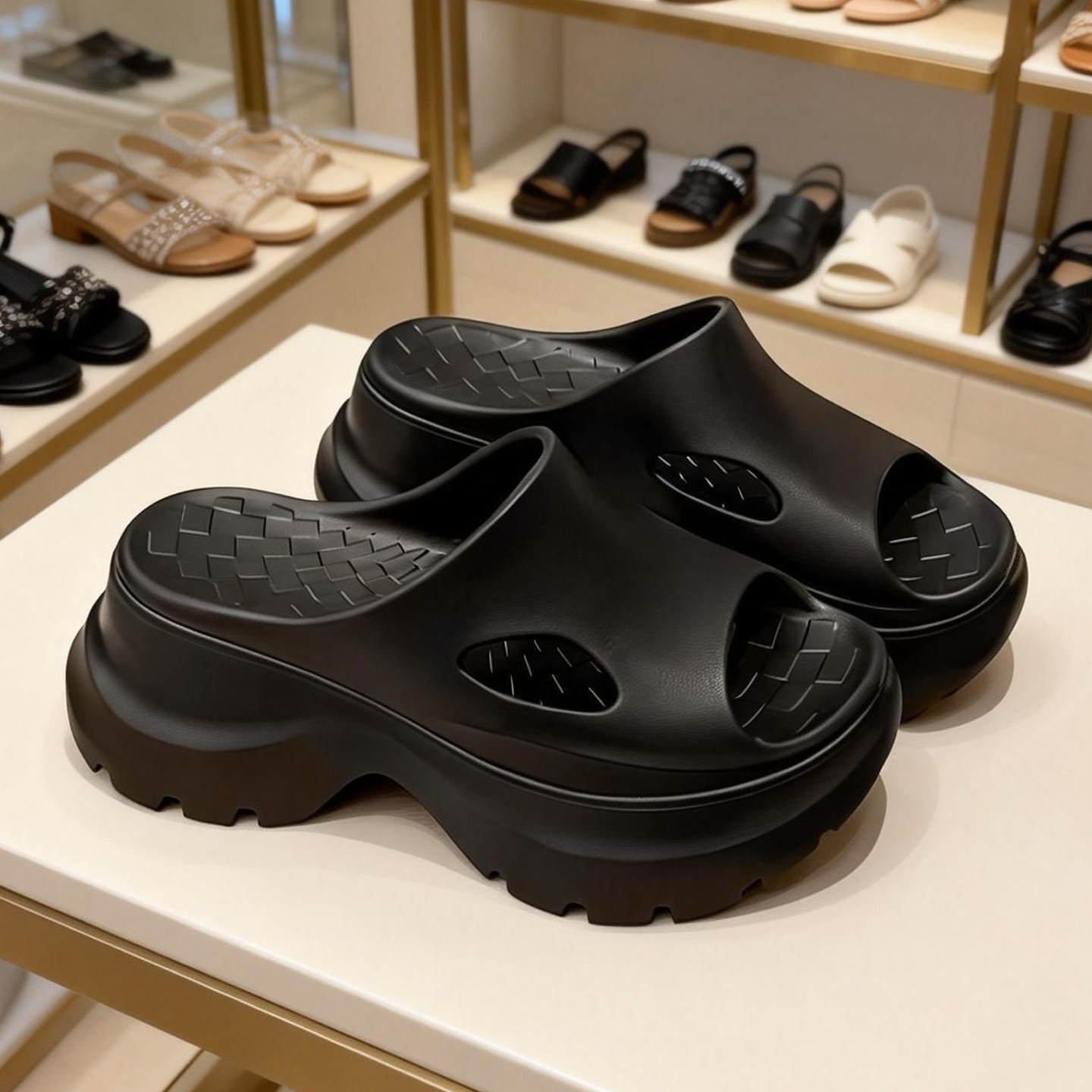 厚底拖鞋女夏季外穿2026新款时尚洞洞高跟防滑轻便不累脚增高7CM