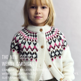 the new society羊毛羊驼毛混纺女童女宝针织衫编织毛衣开衫25AW