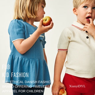 FUB 26SS 儿童男童女童针织衫短袖POLO短裤蝴蝶结纯色上衣连衣裙