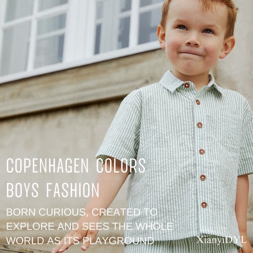 Copenhagen Colors 26春夏男童纯棉清爽衬衫上衣短裤针织短袖裤装